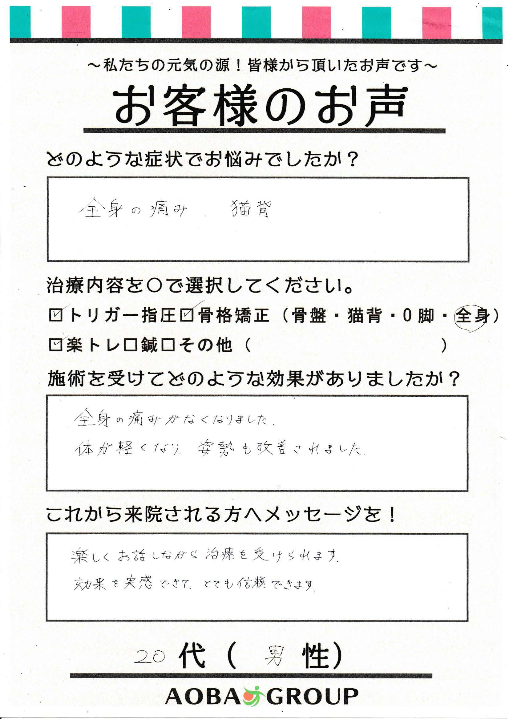 20代男性　SK様お声